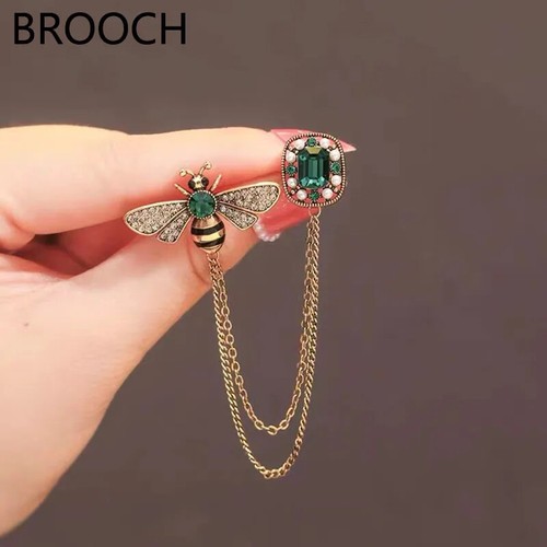 Vintage bee chain brooch - bee,
