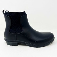 UGG Chevonne Black Waterproof Chelsea Womens Rubber Sheepskin Rain Boots