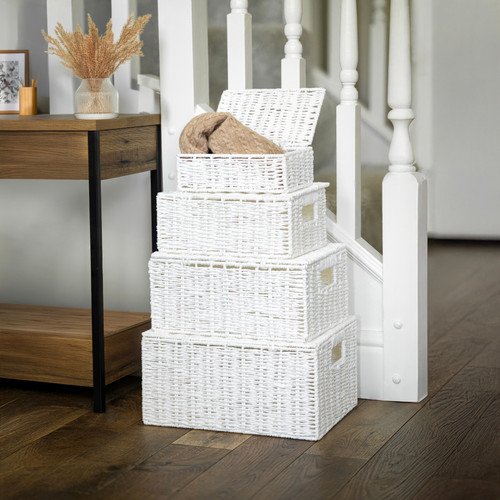 Wicker storage boxes white - boxes,