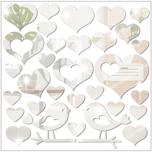 Heart birds mirror wall decor - birds,