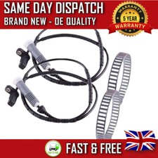 2x Rear Wheel ABS Speed Sensor For BMW 1 Series E81 E82 E87 E88 + 2 ABS Ring Kit
