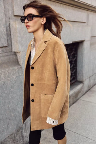 Zara leather jacket 100 - %, suede