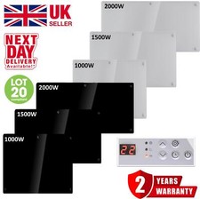 Electric Glass Panel Heater Wall Mounted or Portable Radiator Timer Thermostat