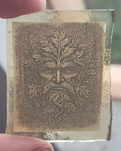 Stained glass green man piece - stained,