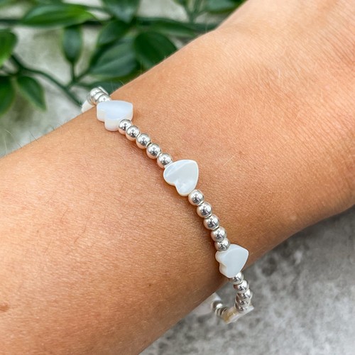 Sterling silver heart white - silver,