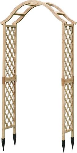 Tan wooden garden arch arbour - garden,