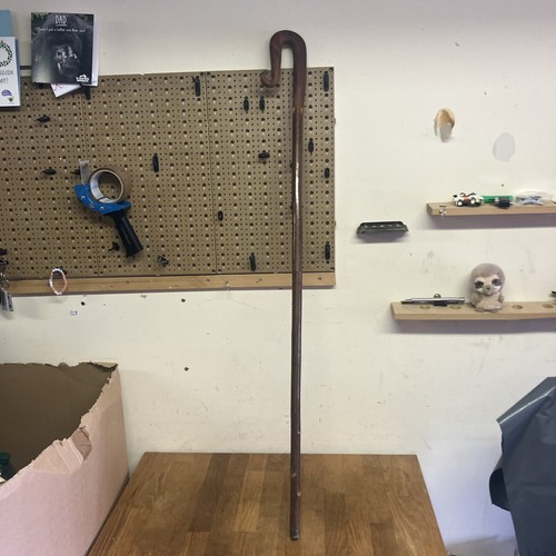 Wooden rams horn walking stick - rams,