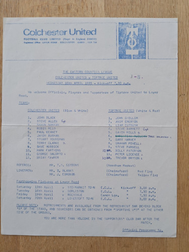 Colchester reserves tiptree - colchester,