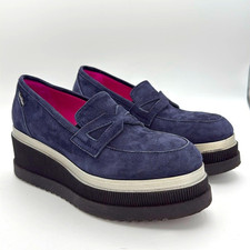 Marco Moreo Milano - women’s Hannah navy blue suede loafer platform shoes 7 /38