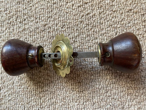 Old wooden door - door, knobs