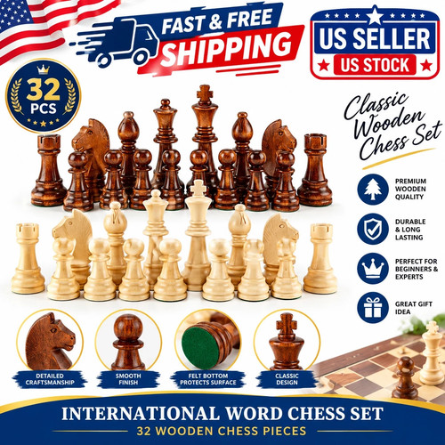 32pcs wooden chess pieces - chess,