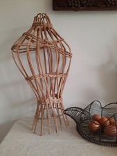 Ornamental Freestanding Wicker Mannequin Torso Bust Cane Boho Display Vintage 