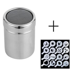 Chocolate Shaker Duster Cappuccino Coffee Barista Stainless Steel Stencil Shaker