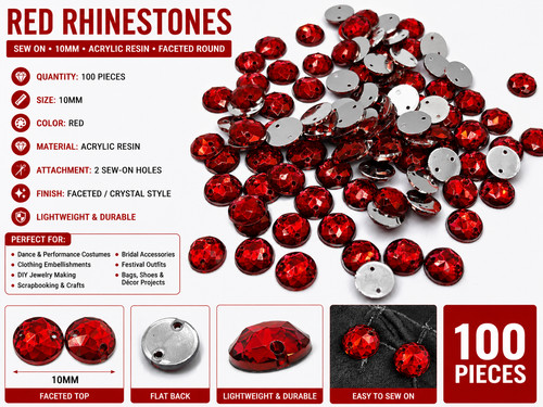 100 red round 10mm - 100,