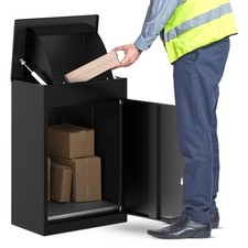 Belofay Post Box High Capacity Outdoor Parcel Drop Box Medium Mail Box Black