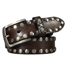 Real Leather Waist Belt Heavy Metal Rivet Studded Unisex Punk Waistband Handmade