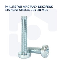 M4 X 45MM PHILLIPS PAN HEAD SCREWS MACHINE SCREWS A2 STAINLESS STEEL - DIN 7985