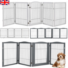 3/4/5/6 Panels Folding Pet Gate Freestand Wooden Dog Fence Baby Safety Barrier