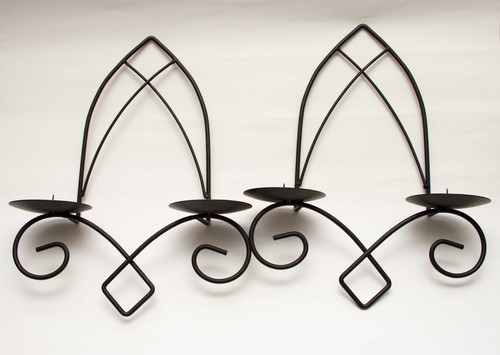 Pair black wrought iron - pair,