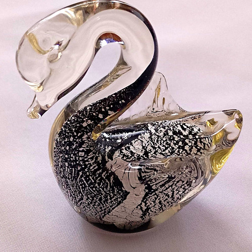 Art glass crystal swan - art, glass/crystal