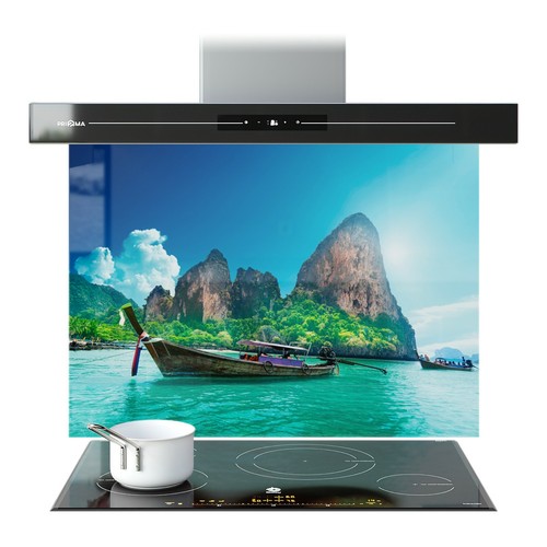 Kitchen glass splashback - kitchen,