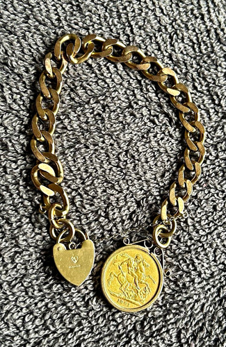 Antique 9ct gold - curb, bracelet