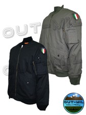 Bomber pilota militare Italiano uomo (Grigio Verde, Nero) reversibile Arancione