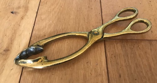 Antique brass fire tongs - antique,