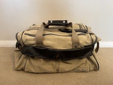 Calvin Klein Large Duffle Bag Vintage Original Weekend Travel Bag Tan Canvas 