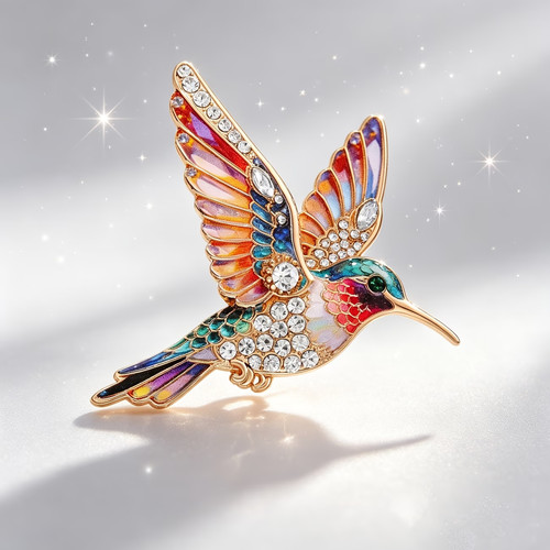 Hummingbird enamel brooch - brooch, pin