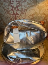 Autograph  Marks & Spencer Silver Leather  Small Hobo Grab Shoulder Bag Bnwt