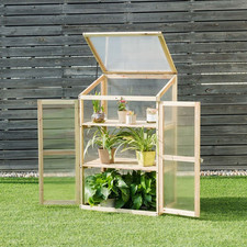 Mini Wooden Cold Frame Greenhouse-Natural