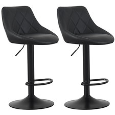 Set of 2 Height Adjustable Swivel Bar Stools w/Faux Leather Seat - Stanley