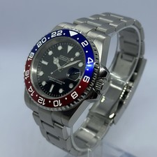 Pepsi Seiko NH35 GMT Master Mod 40mm Automatic Watch - Oyster / Jubilee