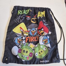 Vintage Angry Birds Drawstring Bag Backpack Black