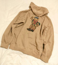 Ralph Lauren Polo Bear campscout Sweatshirt Full Zip Hoodie Camel Brown Vintage