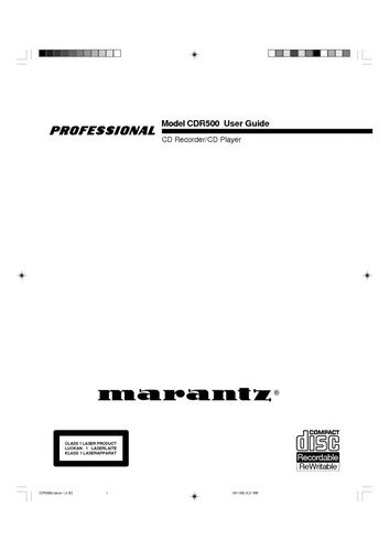 Marantz cdr500 recorder - marantz, cd