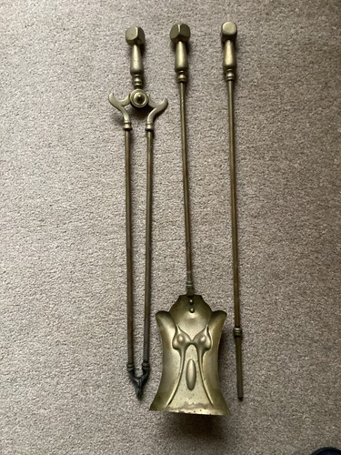 Antique art nouveau brass fire - antique,
