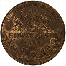 1937 Great Britain Edward VIII Commemoration Medal by John Pinches (BHM#4293)