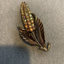 Coro Brooch Aurora Borealis Pink Gold Tone Hyacinth Floral VTG 60s