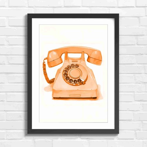 Vintage pink rotary phone - vintage, art