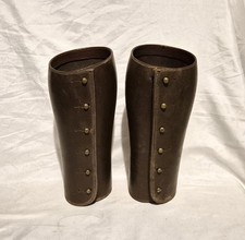 Original WW1 British Army Officers Leather Gaiters Leggings Set #1