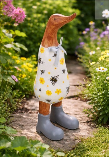 Wooden duck with bee design - wooden,