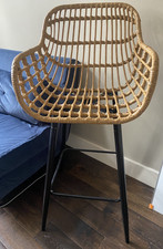 Rattan wicker woven Kitchen Bar Stool The Range bamboo metal legs tiki h 73 cm