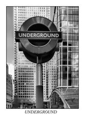 UNDERGROUND station sign London cityscape black and white fine art giclee print