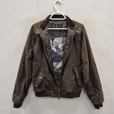 Barbour Steve McQueen Merchant Wax Waterproof Biker Brown Bomber Jacket Medium #
