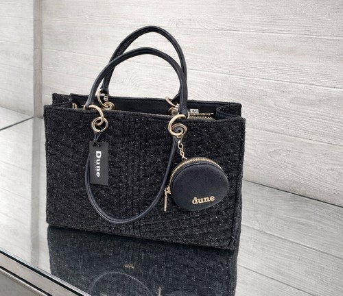 Dune london black bouclé tote - dune,