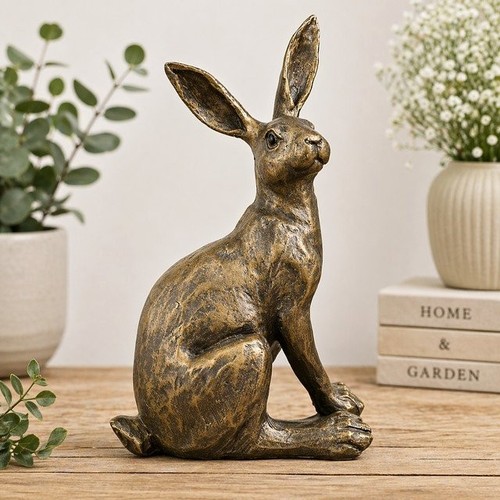 Bronze sitting hare rabbit - bronze,