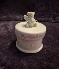 RUSS PORCELAIN TEDDY BEAR TRINKET BOX - MY TOOTH FAIRY BOX