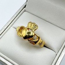 Vintage 925 Sterling Silver Gold Vermeil Irish Claddagh Ring Size K 1/2 Plated